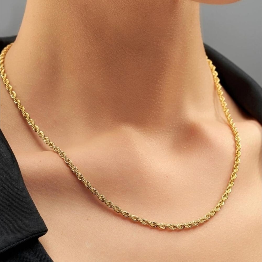 Gold rope chain necklace 18 inch 3mm